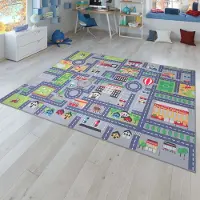 TT Home Kinderkamertapijt tapijt jongen meisje kinderkamertapijt baby antislip straat grau 140 x 200 cm Rechthoek
