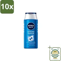 Nivea 10 x MEN – Shampoo – Strong Power – 250 ml - Wasstrips - Sterker Haar - Volume Shampoo - Krachtig Haar - Gezond Haar - Zichtbaar Sterker Haar