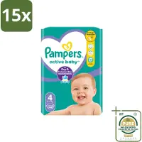 Pampers 15 x – Luiers – Active Baby Maat 4 – 46 Luiers - Wasstrips - Baby Luier - Baby Droog - Baby Luier Actief - Baby Luier 46 Stuks - Baby Luier 9-14 Kg