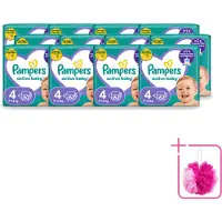 Pampers 12 x – Luiers – Active Baby Maat 4 (9-14 kg) – 62 Luiers - Bulkverpakking - Luiers voor baby - Douchemop - Droge luiers