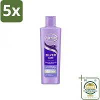 Andrélon 5 x – Shampoo – Zilver Care – 250 ml - Wasstrips - Zilver Care Shampoo - Haarkleur Corrigeren - Gele Tonen Verminderen - Paarse Pigmenten - Blond Haar