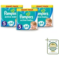 Pampers 3 x - Active Baby - Luiers - Maat 5 (11-16 kg) - Zachte Pasvorm - 64 Luiers - Wasstrips - Luiers Voor Baby - Droge Huid - Luchtdoorlatende Banen - Pasvorm - Absorberende Kern