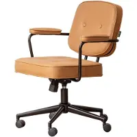 Selius Bureaustoel Echt Leer - Karamel 360° Draaibaar - Ergonomisch Design - In Hoogte Verstelbaar - Kantoorstoel - Met Armleuningen