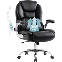 Merkloos Bureaustoel - Ergonomische bureaustoel - 180 kg - Grote bureaustoel - Hoge rugleuning - Zwart