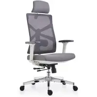 Merkloos Ergonomische bureaustoel - Hoge rugleuning - Wit - Verstelbare zitdiepte en lendensteun - 4D-armleuningen