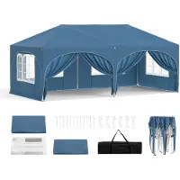 Merkloos Partytent Vouwpaviljoen 3 x 6 m - Waterafstotend - UV-bescherming 50+ - Blauw - Voor tuin en evenementen