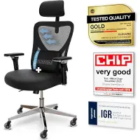 Merkloos Ergonomische bureaustoel - Max. 150 kg - Orthopedisch rugkussen - Mesh - 4D-armleuningen