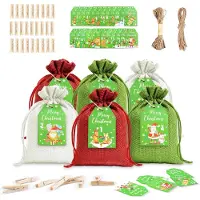 Merkloos Adventskalender Set - 24 Vullingen met Kaarten en Touw - 14 x 10 cm