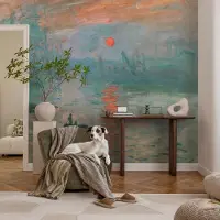 Coloray Vliesbehang - Blauw Snellijm Behang - 208x146 cm - Havenlandschap Fotobehang Vlies - Woonkamer behang Deel - Muurschildering - Woonkamer behang