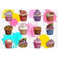 Karo-art Fotobehang Verschillende Soorten Cupcakes - Vliesbehang - 450 x 300 cm