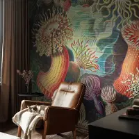 Coloray Vliesbehang - Groente Snellijm Behang - 104x70 cm - Sierlijke Zeeanemonen Fotobehang Vlies - Hal behang Deel - Muurschildering - Woonkamer behang