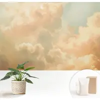 Wallfluent Fotobehang - Wit Vliesbehang - 152x104 cm - Etherische Wolken Muurschildering - Slaapkamer behang Landschappen - Fotobehang Vlies - Gang behang