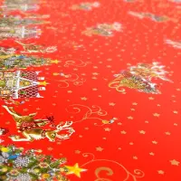 ANRO Tafelkleed Kerstman met Sterren Rood 100cm x 10m Rechte rand Afwasbaar Waterafstotend