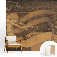 Wallfluent Fotobehang - Bruin Vliesbehang - 250x250 cm - Surrealistische Personages Muurschildering - Slaapkamer behang Deel - Fotobehang Vlies - Gang behang