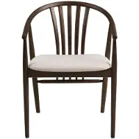 Ebuy24 Asti eetkamerstoel met armleuningen, gerookt eiken, zandkleurige stof.