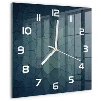 Tulup Wandklok - Abstracte achtergrond Glazen Klok Met Print - 30x30 cm - Blauw Wandklok Glas Met Motief - Witte handen - Vierkante Klok - Wandklok Glas Decoratie - Gekleurde Glazen Klok