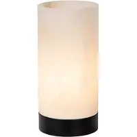 Atmooz Kizo L tafellamp – Ø 14 cm – Alabaster – Voet van zwart eikenhout – E14 – Sfeerverlichting