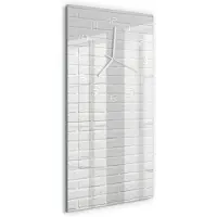 Tulup Wandklok - Bakstenen muur Klok Glas Met Opdruk - 30x60 cm - Wit Moderne Wandklok Glas - Witte handen - Rechthoekige Klok - Decoratieve Glazen Klok - Glazen Wandklok Design