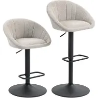 BellaFurn Barstoelen, set van 2, draaibaar met armleuningen | Kleur: Beige | Afmetingen: 53,5 x 46 x 83-103 cm