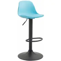 CLP barkruk Kiel, kunststof, in hoogte verstelbaar en draaibaar | Kleur: blauw, frame: zwart