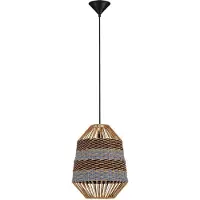 Nova Luce Rotan hanglamp Copos blauw met bruin
