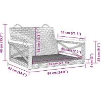 vidaXL Schommelbank 63x62x40 cm poly rattan grijs
