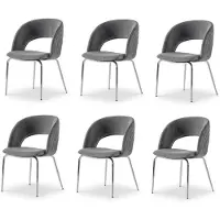 AEA Set van 6 stoelen, modern design, met stoffen bekleding, comfortabel, grijs, zacht en comfortabel