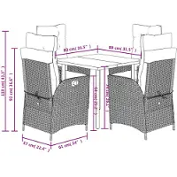 vidaXL 5-delige Tuinset met kussens poly rattan gemengd beige
