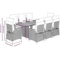vidaXL 9-delige Tuinset met kussens poly rattan gemengd beige