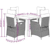 vidaXL 5-delige tuinset met kussens, beige, polyrotan