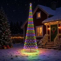 vidaXL LED kerstboom EKENAS 500 cm 550 LED's Meerkleurig IJzer Zwart
