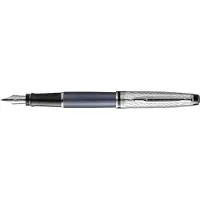 Waterman Expert Deluxe vulpen | metaal-steengrijze lak met palladium-gecoat detail | medium palladium penpunt met blauwe inkt | geschenkverpakking