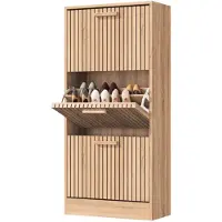 Happiq Bijzettafel met opbergruimte - Voor Schoenen en Woonkamer - Stofdicht - Massief Hout - Houtkleur - Style A