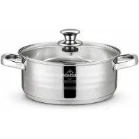 Swiss Haus NC30LP Hapjespan Met Deksel - Ø30cm / 9.1L - Grote Kookpan - Geschikt Voor Inductie & Alle Warmtebronnen - Vaatwasser & Ovenbestendig - RVS