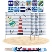 Floranica Lantigo Strandscherm Vuurtoren 4m | Windscherm Strand Microvezel UV-bestendig 80 cm