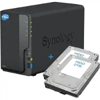 Simpletek Synology DS223 NAS, 2-bay, dubbele HDD, 2TB, voorgeïnstalleerd, SATA, Ethernet, LAN, IP