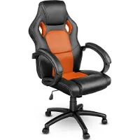 Selius Bureaustoel Zwart/Oranje Kunstleer - Maximaal Gewicht 120 Kg en 121 Cm Hoogte
