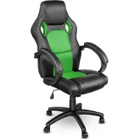 Selius Bureaustoel Zwart/Groen Kunstleer - In Hoogte Verstelbaar - 50 cm Breedte