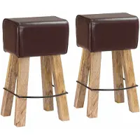 vidaXL - Barkruk - 2 - st - Donkerbruin - 44 - x - 33 - x - 74 - cm - Echt - Leer