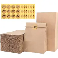 Markenlos Set van 100 kleine bruine papieren zakken van kraftpapier, 13 x 8 x 24 cm, geschikt als cadeauzakjes voor verjaardagen, feestjes en adventskalenders