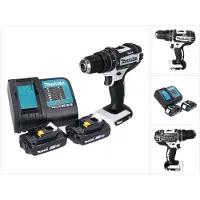 Makita DHP 482 SYW accu-slagboorschroevendraaier 18 V 62 Nm wit + 2x accu 1,5 Ah + oplader