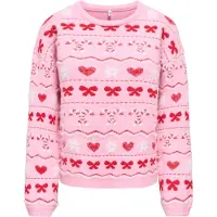 ONLY Trui 'ONLXMAS SNOWIE' rosa / rood / wit