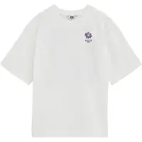 We fashion T-shirt - wit/paars/geel Meisjes Katoen Ronde hals Effen - maat 122/128 - pailletten