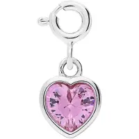 Lucardi Kinder Zilveren bedel hart met roze zirkonia voor kinderen - Hanger - 925 Zilver - Zilverkleurig