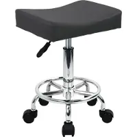 Markenlos Lederen fauteuil met voetsteun - verstelbare hoogte, draaibaar - zitmeubel voor tattoo-werkzaamheden - bureaustoel - grijs