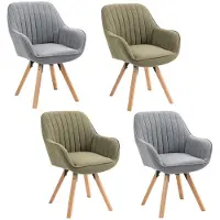 Dripio Set van vier draaistoelen met armleuningen, bekleed met stof, en met massief houten poten