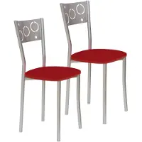Dripio 2 keukelstoelen, kunstleer, metaal, zithoogte 45 cm, rood