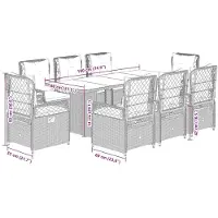 vidaXL 9-delige tuinset met kussens, beige, van polyrotan