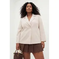 Trendyol Dames Wit Effen Lang Getailleerd Grote maten Blazers