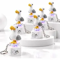 VHV - 6 stuks Sleutelhanger met lichtgevende meeuwknop en piepend geluid - Oplaadbaar - Leuke kleine speeltjes - Kinderspelletjes - Kinder Cadeautje - Verjaardag scadeau